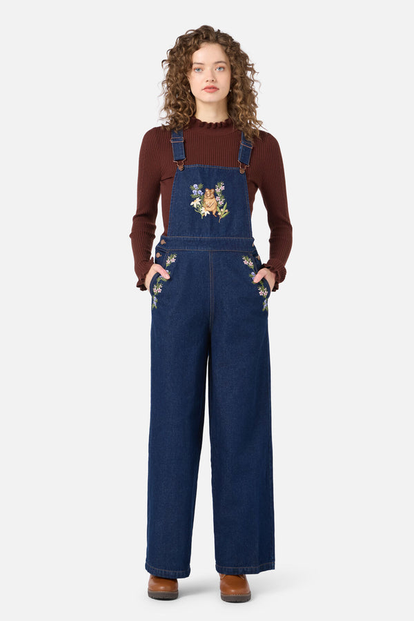 Princess Highway - Quokka Embroidered Overall - blue-denim