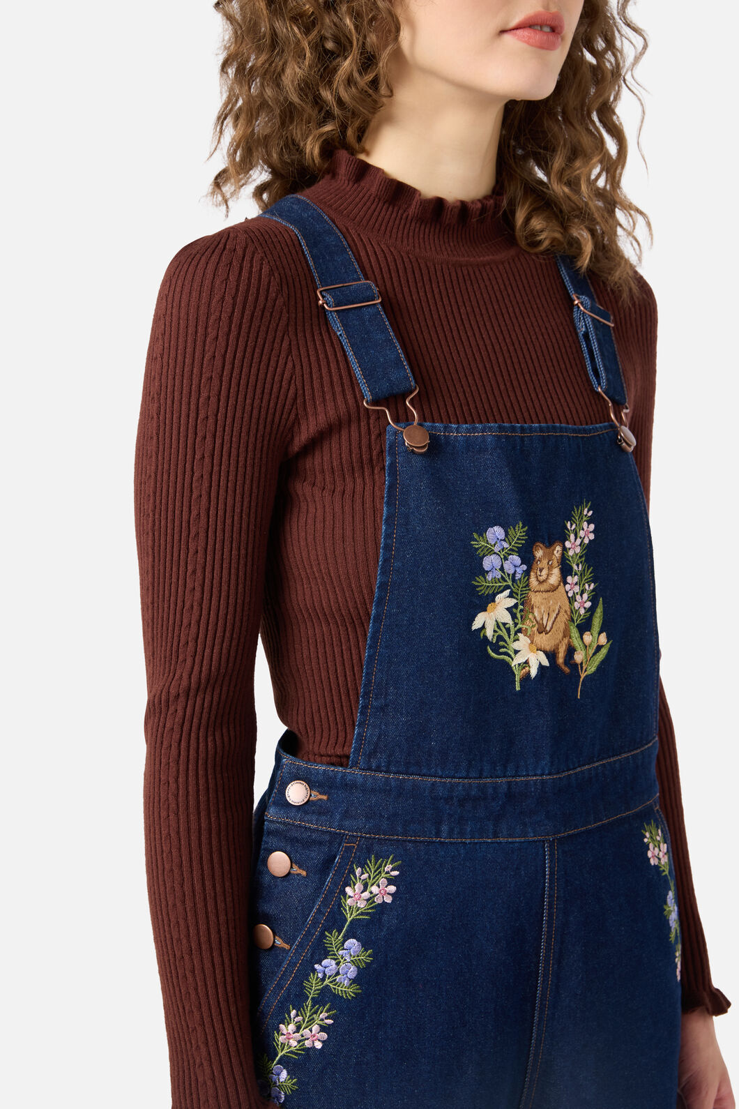 Princess Highway - Quokka Embroidered Overall - blue-denim