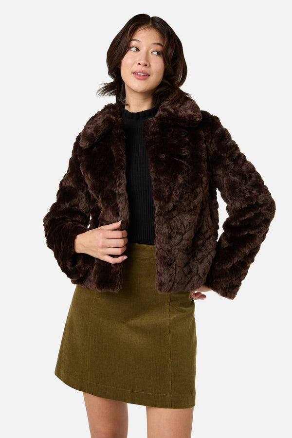 Princess Highway - Penelope Faux Fur Jacket - chocolate