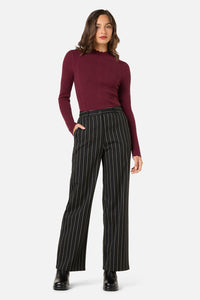 Princess Highway - Celeste Pinstripe Pant - black