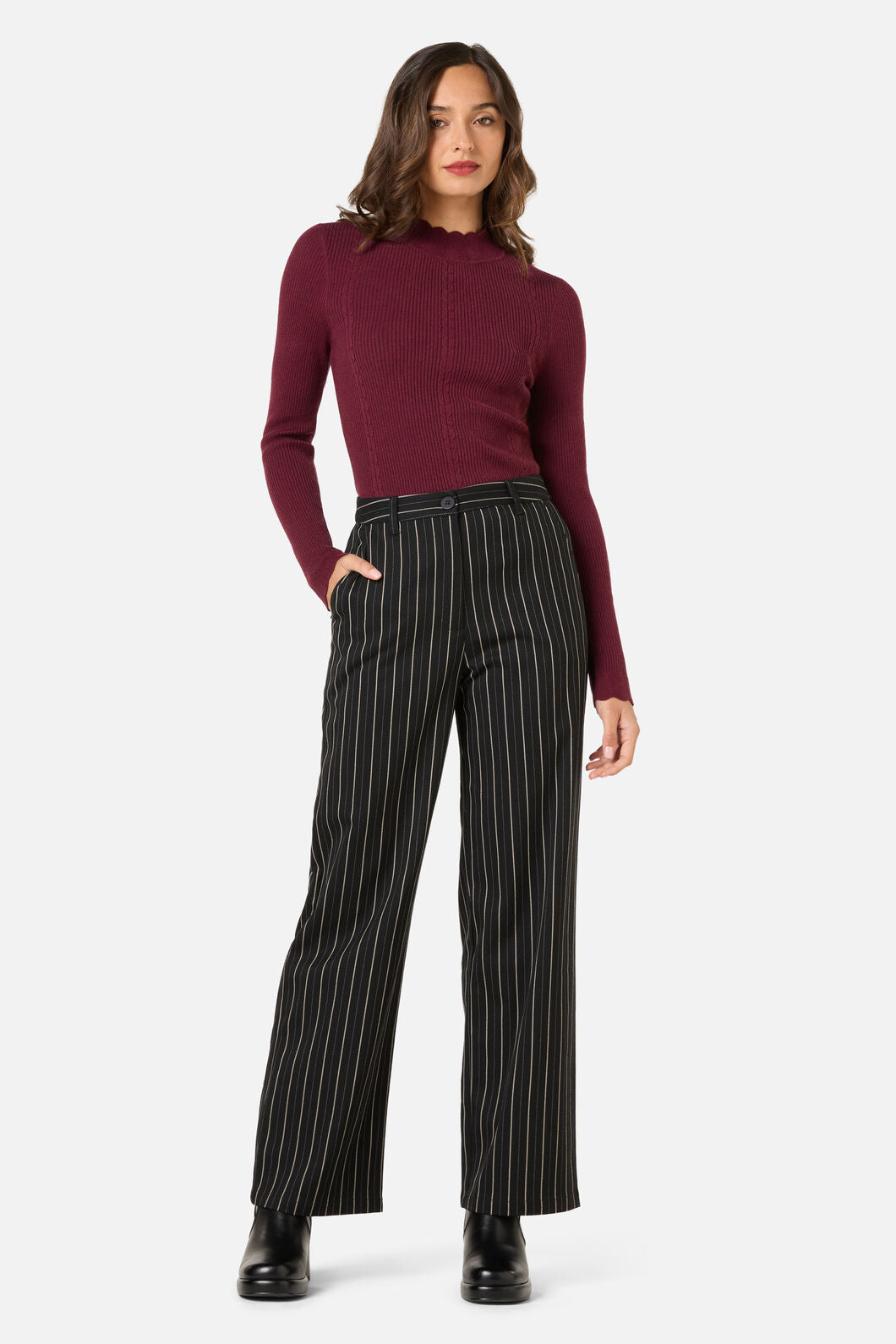 Princess Highway - Celeste Pinstripe Pant - black
