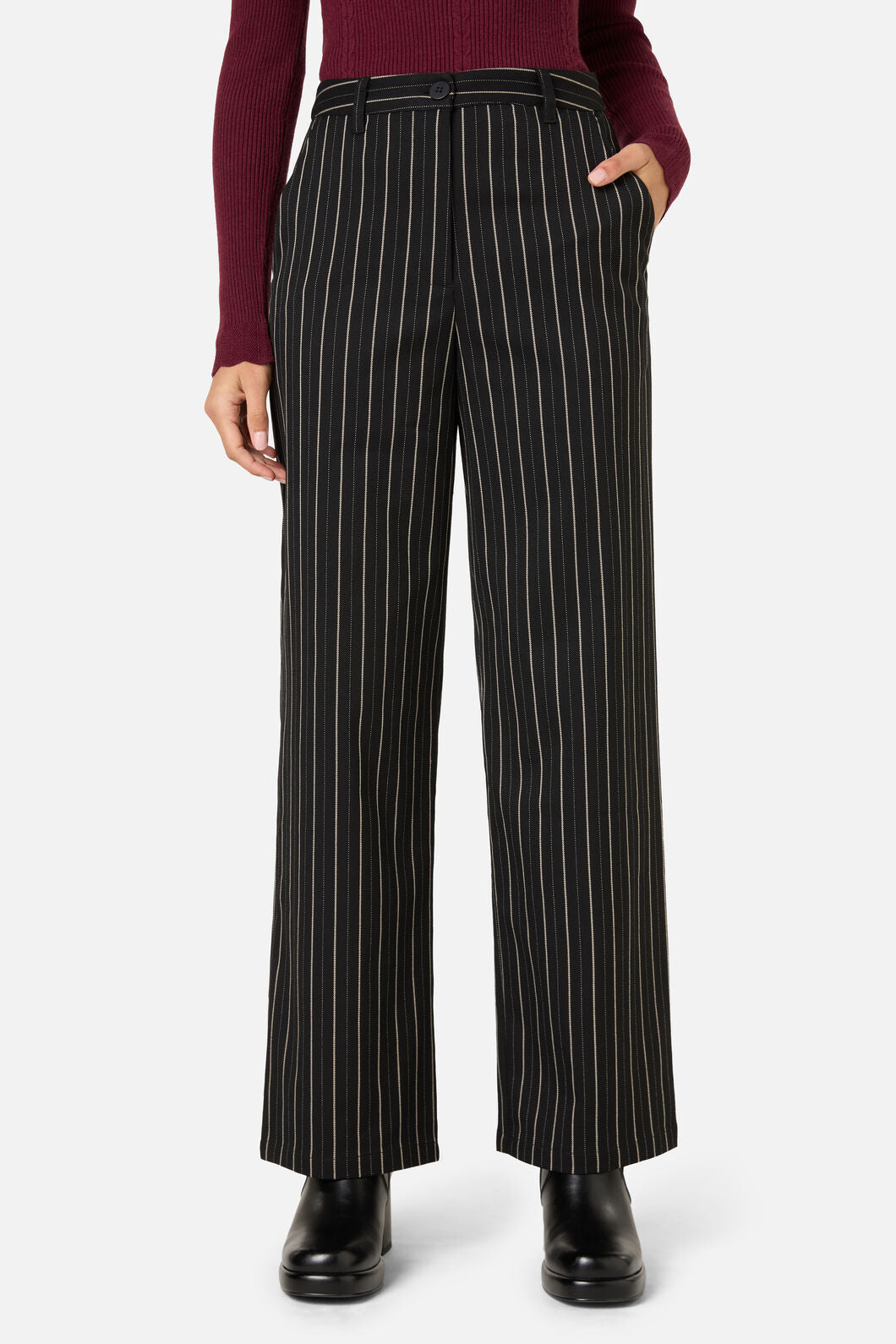 Princess Highway - Celeste Pinstripe Pant - black