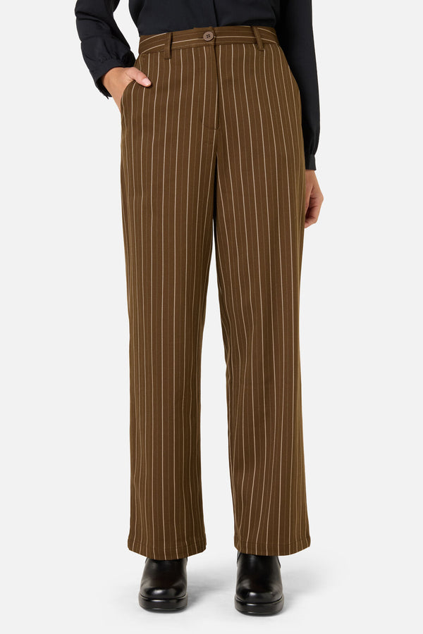 Princess Highway - Celeste Pinstripe Pant - bronze-brown