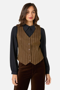 Princess Highway - Celeste Pinstripe Vest - bronze-brown