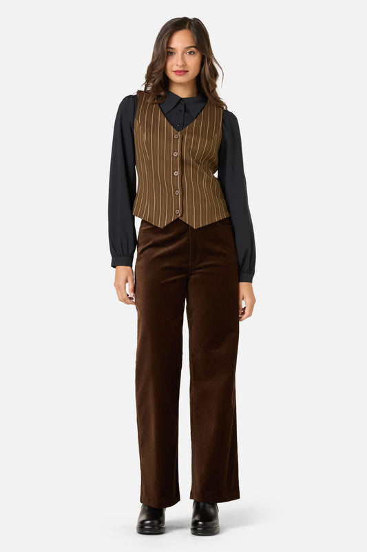 Princess Highway - Celeste Pinstripe Vest - bronze-brown