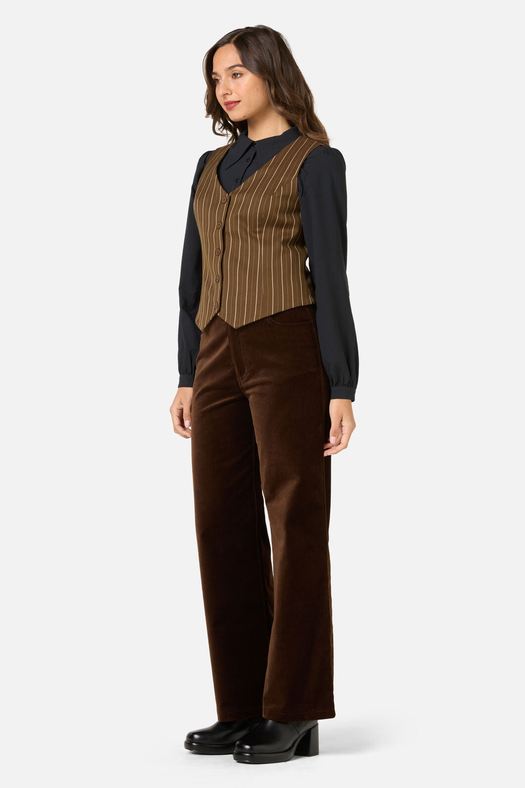 Princess Highway - Celeste Pinstripe Vest - bronze-brown
