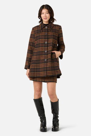 Princess Highway - Wilma Check Coat - chocolate