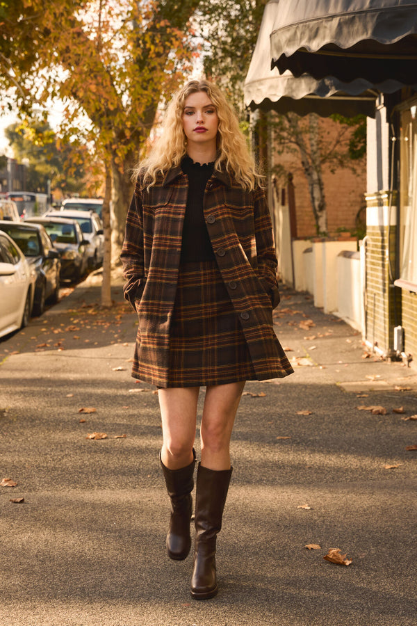 Princess Highway - Wilma Check Mini Skirt - chocolate
