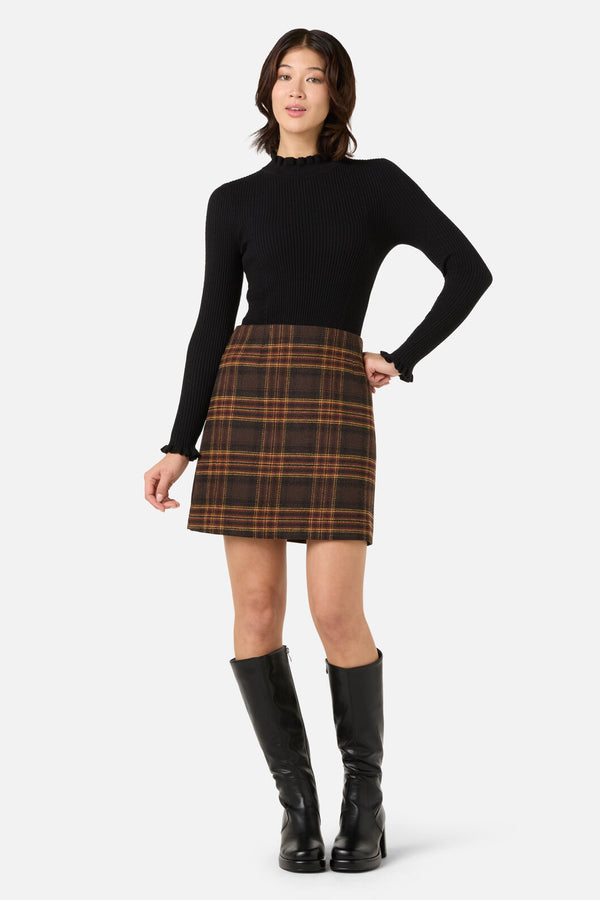 Princess Highway - Wilma Check Mini Skirt - chocolate