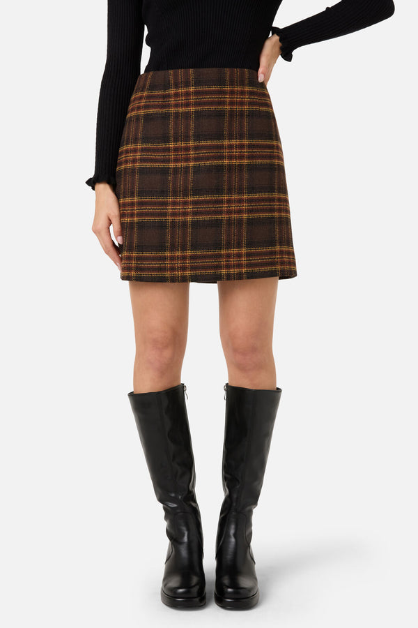 Princess Highway - Wilma Check Mini Skirt - chocolate