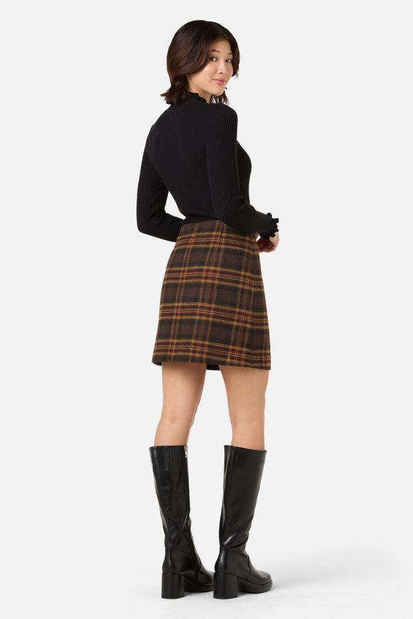 Princess Highway - Wilma Check Mini Skirt - chocolate