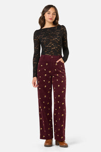 Princess Highway - Iris Embroidered Cord Jean - plum