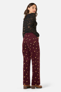 Princess Highway - Iris Embroidered Cord Jean - plum