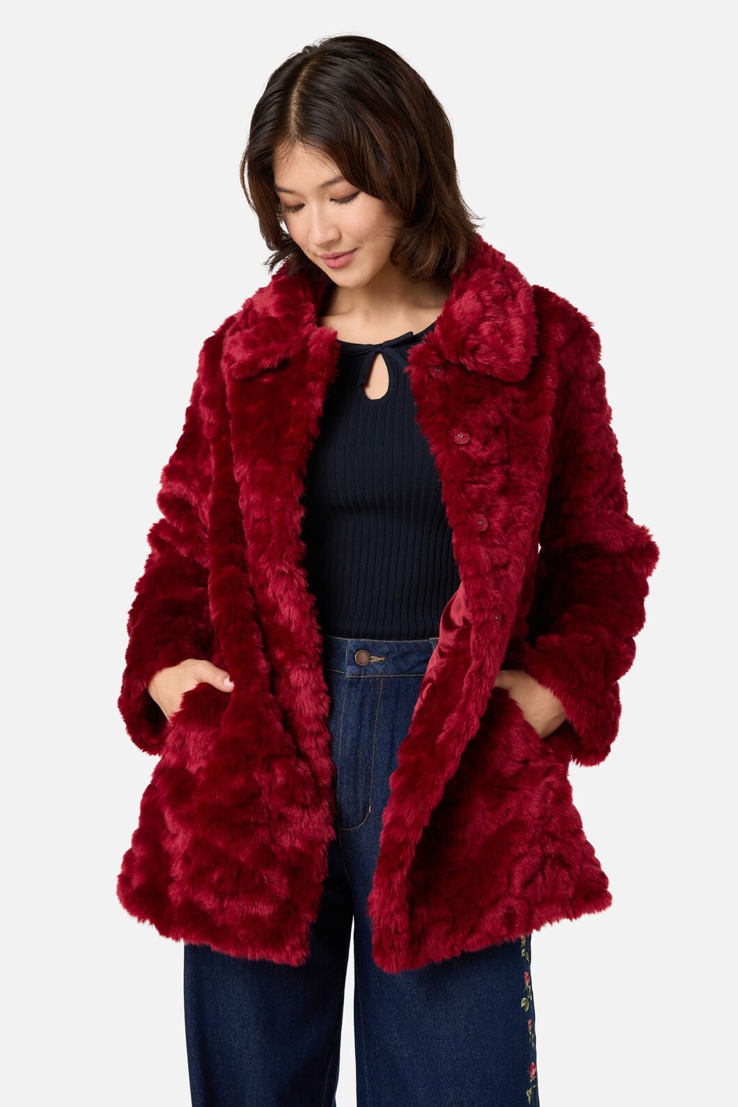 Princess Highway - Belinda Fur Coat - red