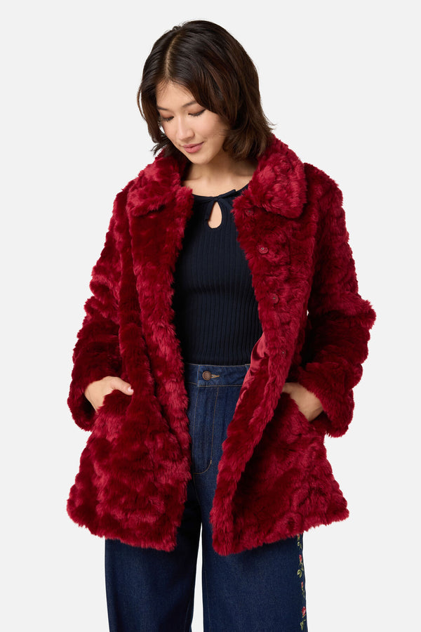 Princess Highway - Belinda Fur Coat - red