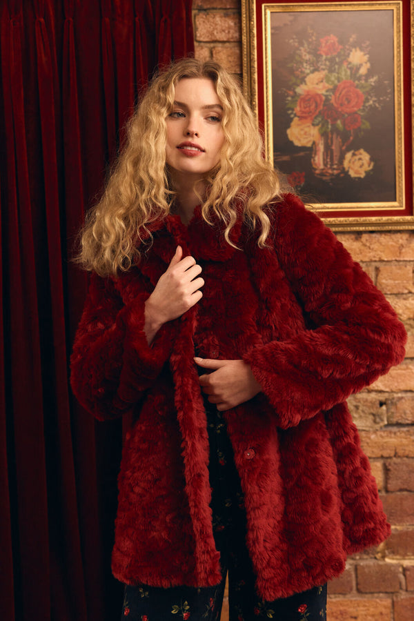 Princess Highway - Belinda Fur Coat - red