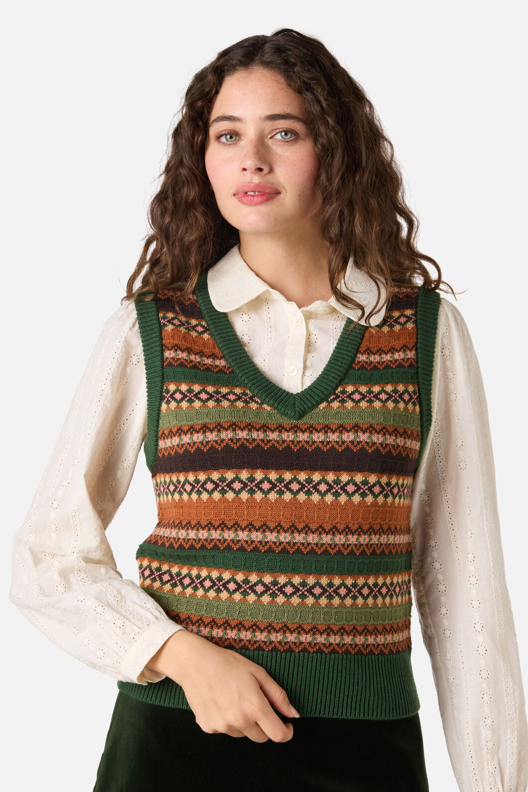 Princess Highway - Fairisle Knit Vest - green