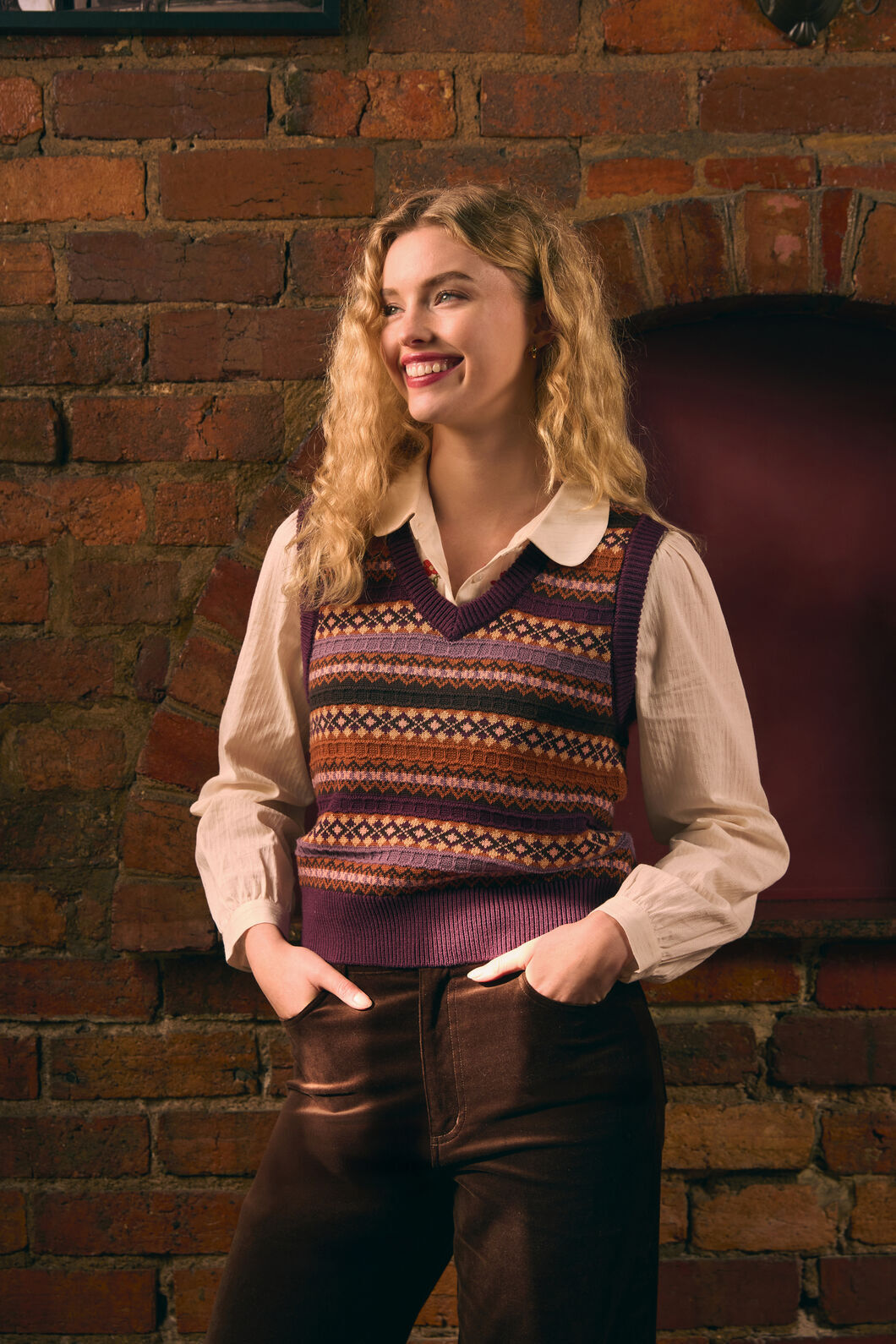 Princess Highway - Fairisle Knit Vest - grape
