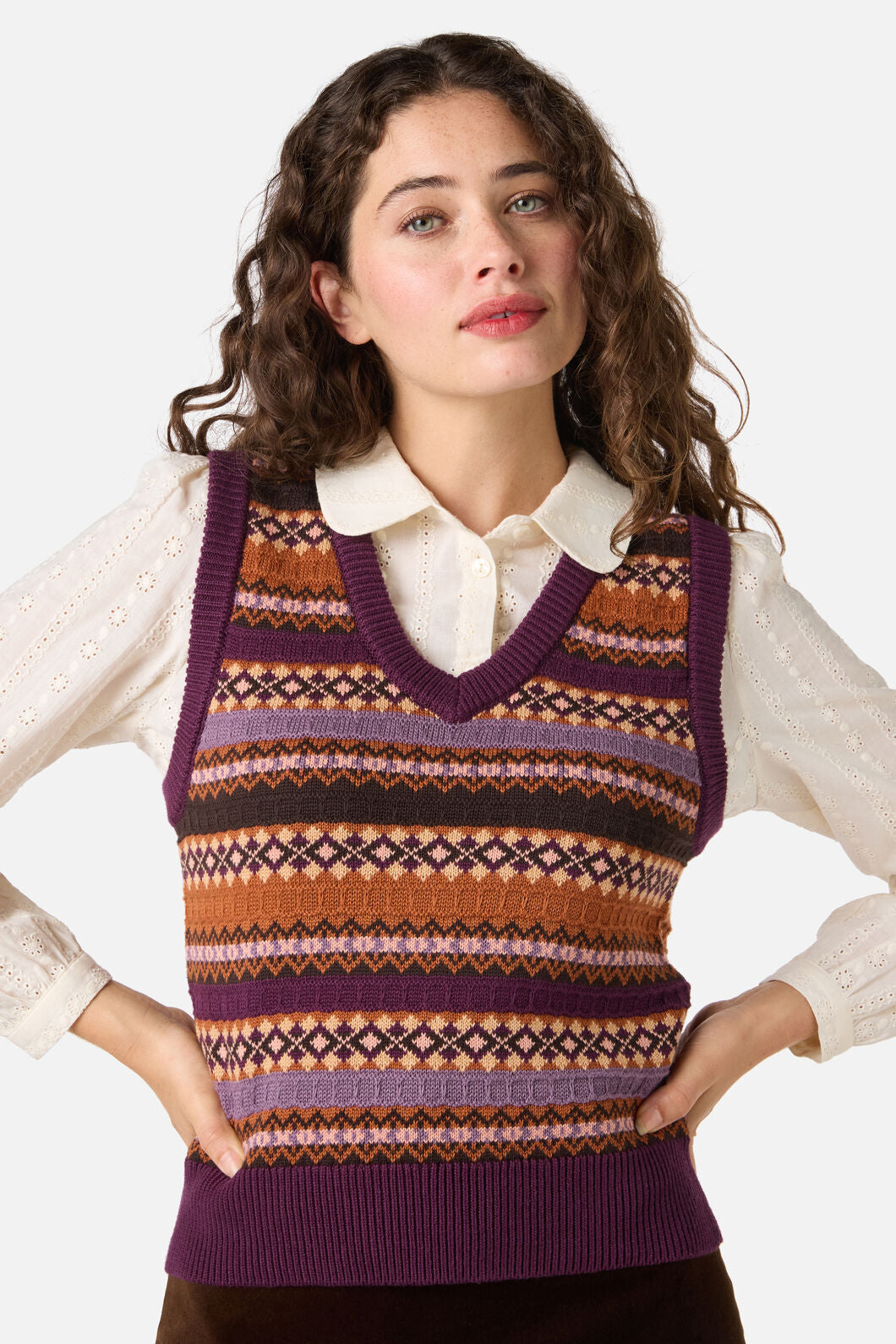 Princess Highway - Fairisle Knit Vest - grape