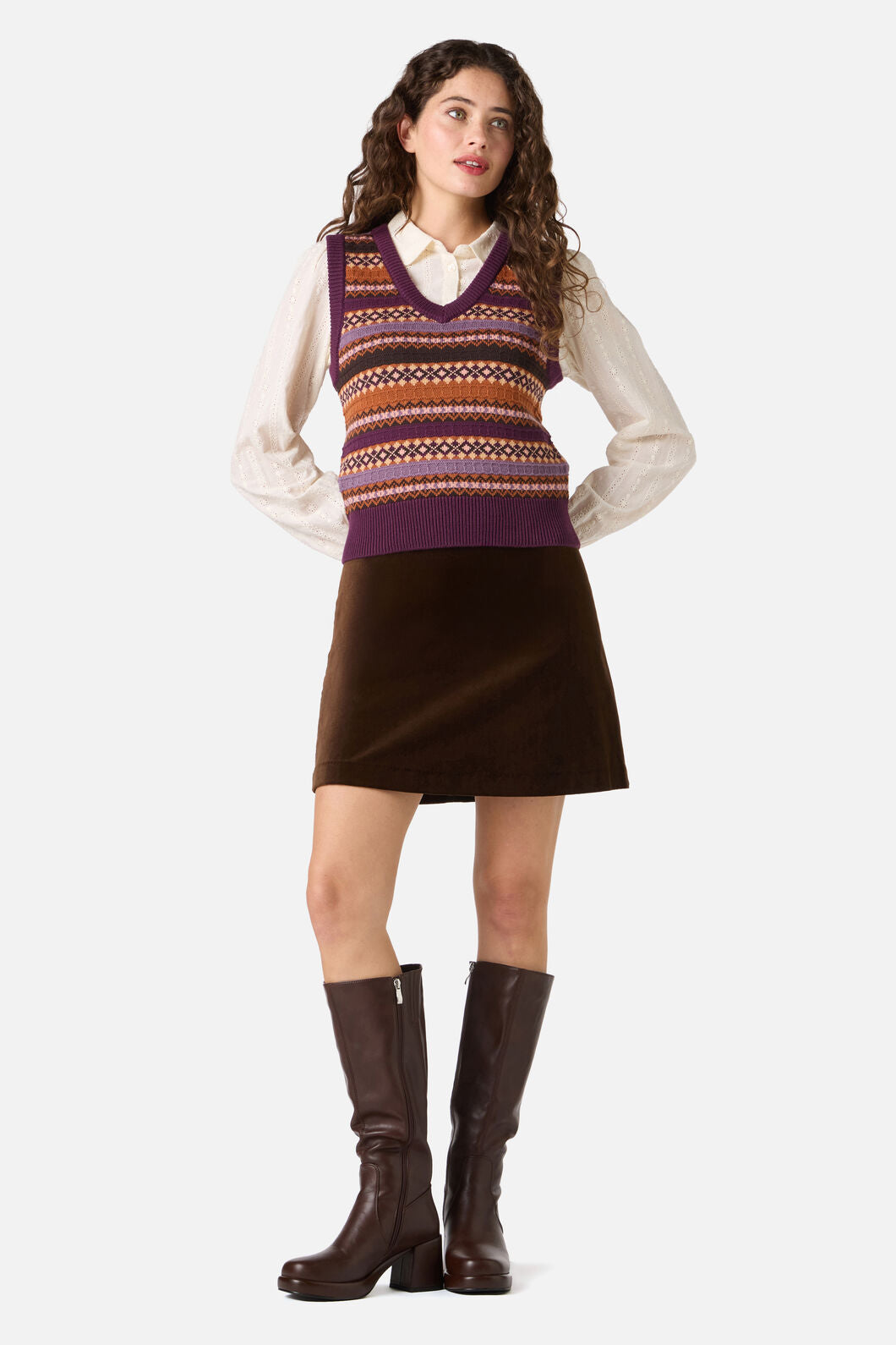 Princess Highway - Fairisle Knit Vest - grape