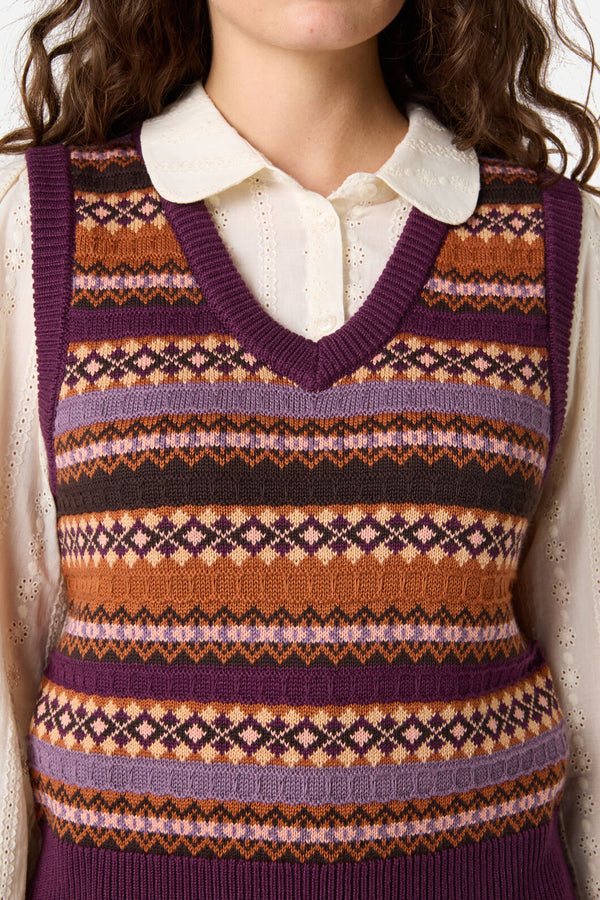 Princess Highway - Fairisle Knit Vest - grape