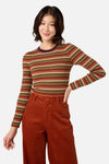 Princess Highway - Darcy Stripe Rib Knit Top - rust