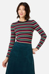 Princess Highway - Darcy Stripe Rib Knit Top - berry