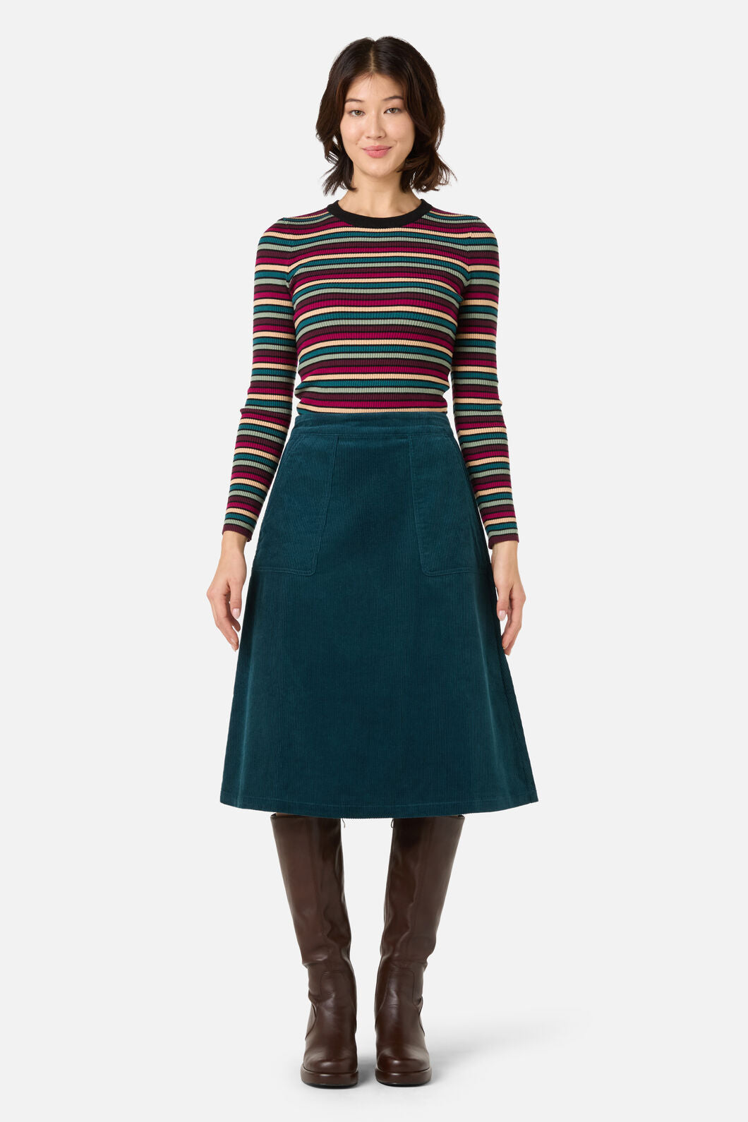 Princess Highway - Darcy Stripe Rib Knit Top - berry