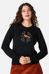 Princess Highway - Fox Embroidered Jumper - black