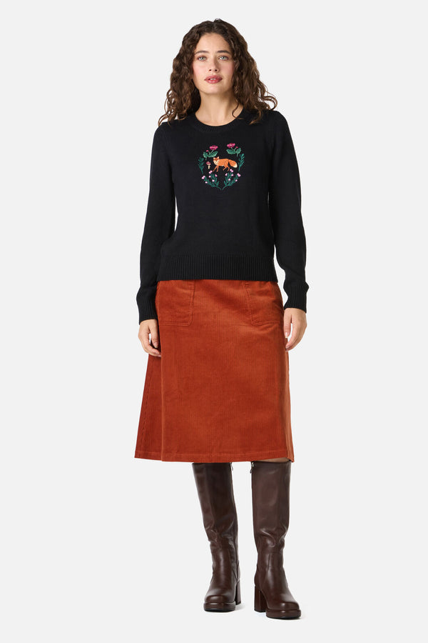 Princess Highway - Fox Embroidered Jumper - black