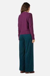 Princess Highway - Fox Embroidered Cardigan - plum