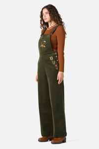 Princess Highway - Fox Embroidered Cord Overall - olive