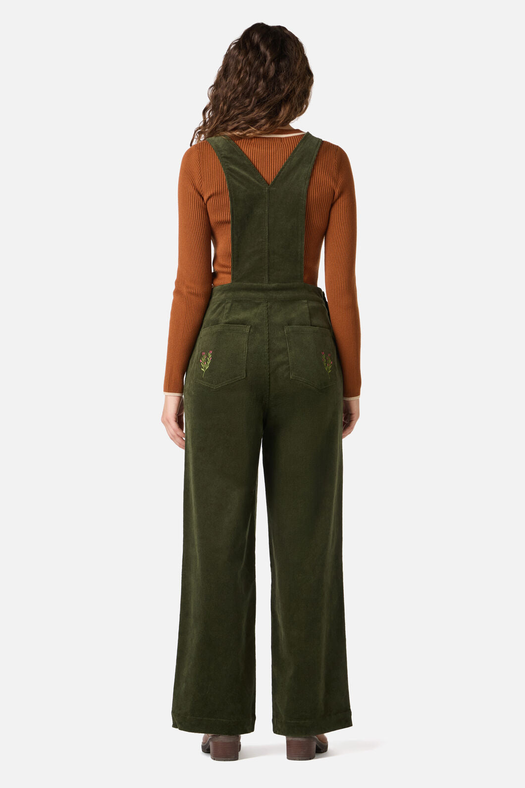 Princess Highway - Fox Embroidered Cord Overall - olive