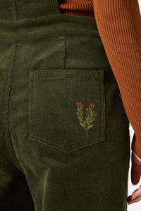 Princess Highway - Fox Embroidered Cord Overall - olive