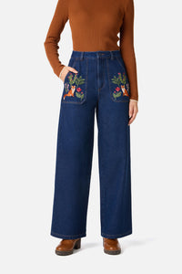 Princess Highway - Fox Embroidered Jeans - blue-denim
