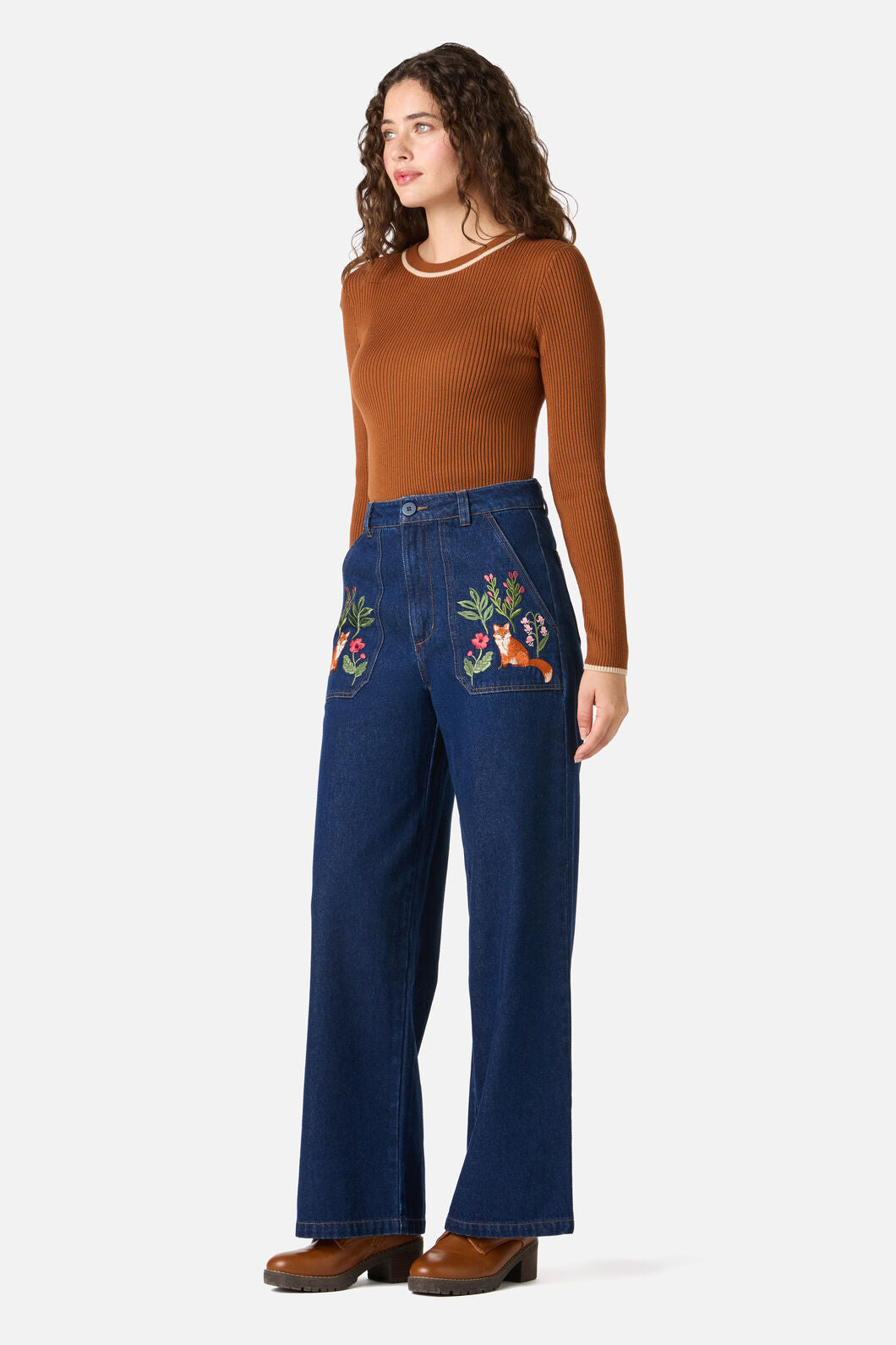 Princess Highway - Fox Embroidered Jeans - blue-denim