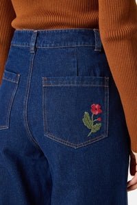 Princess Highway - Fox Embroidered Jeans - blue-denim