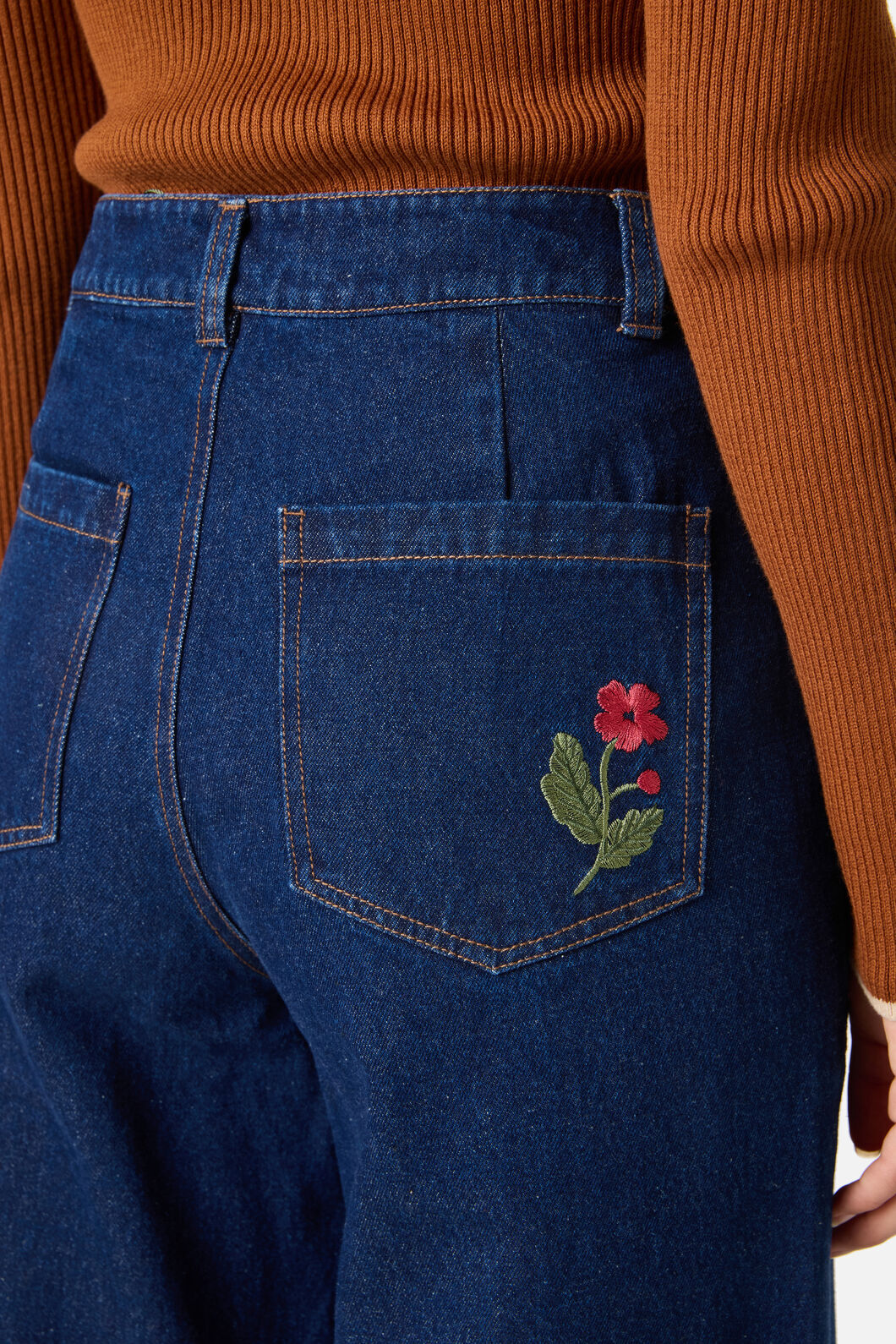 Princess Highway - Fox Embroidered Jeans - blue-denim