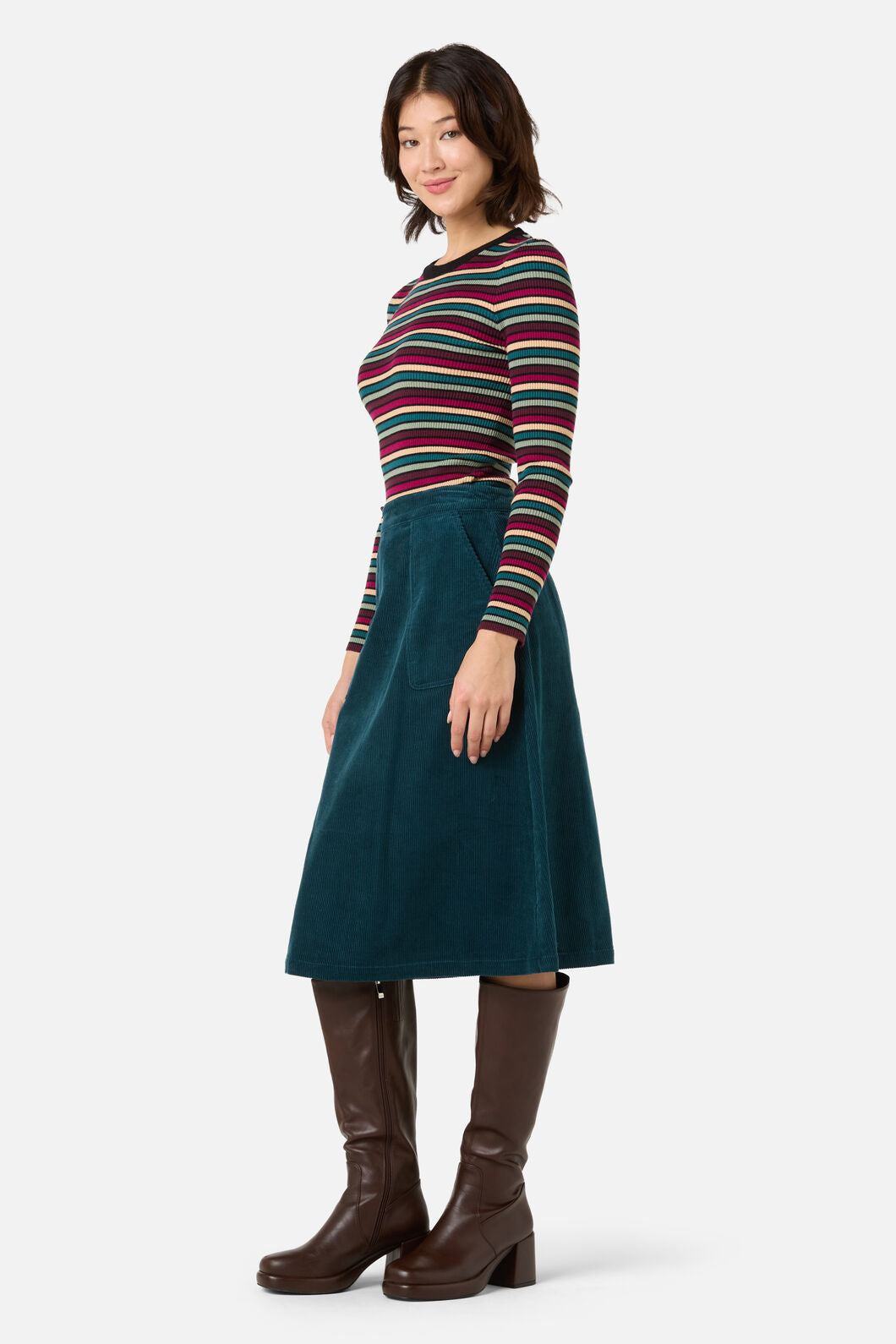 Princess Highway - Jamie Cord Midi Skirt - teal