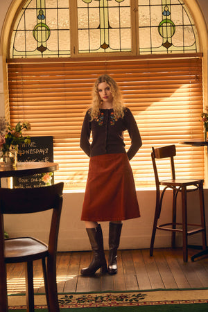 Princess Highway - Jamie Cord Midi Skirt - rust