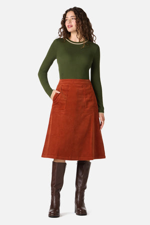 Princess Highway - Jamie Cord Midi Skirt - rust