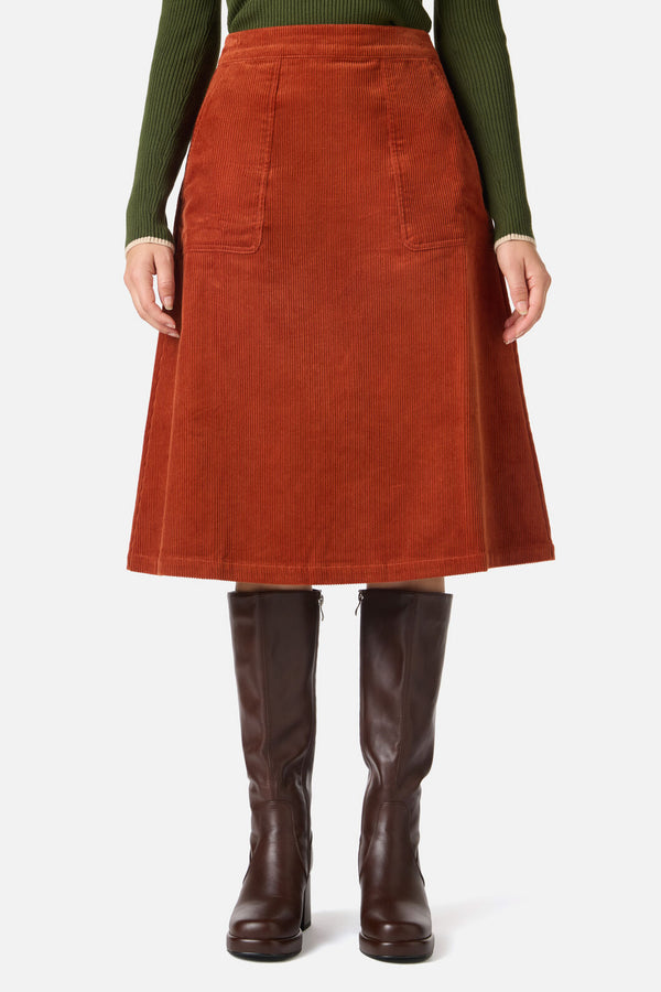 Princess Highway - Jamie Cord Midi Skirt - rust
