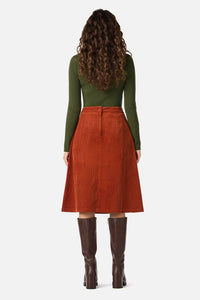 Princess Highway - Jamie Cord Midi Skirt - rust