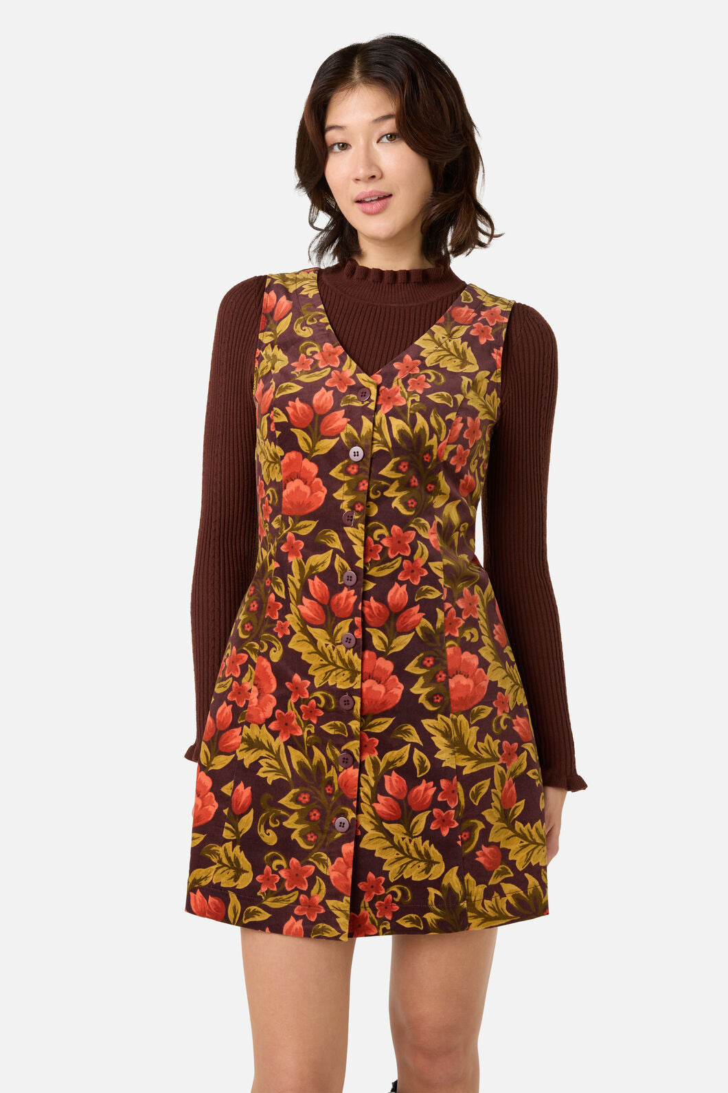 Princess Highway - Azura Velvet Pinafore Dress - rust