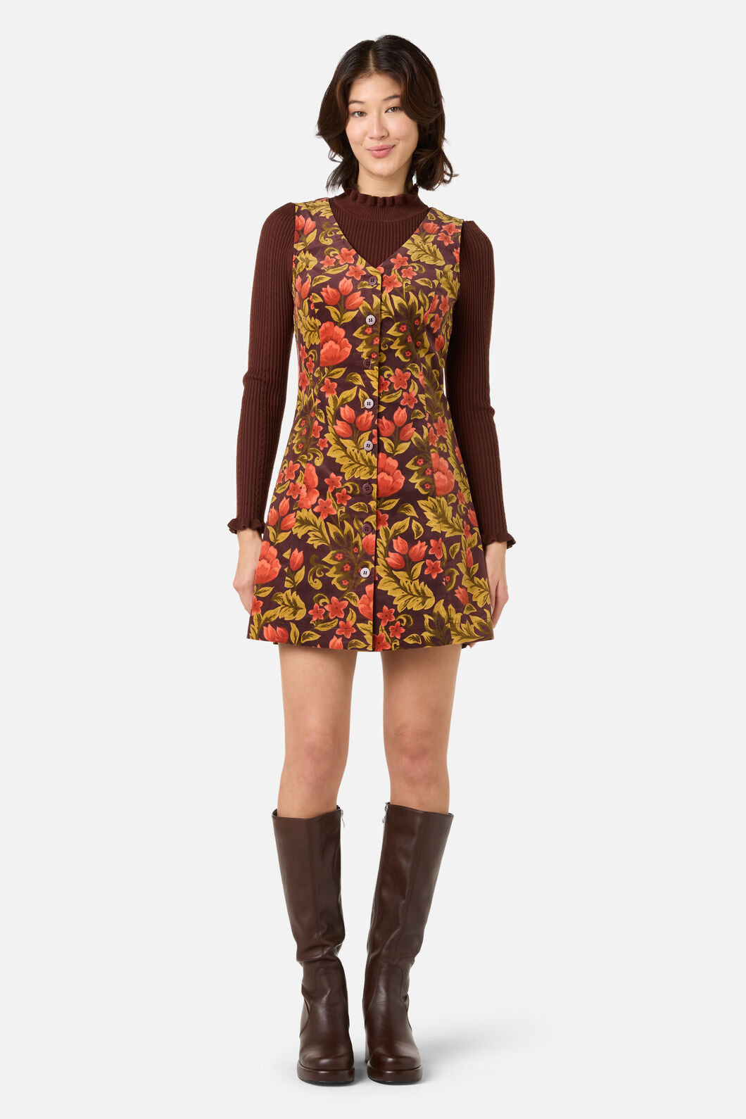 Princess Highway - Azura Velvet Pinafore Dress - rust