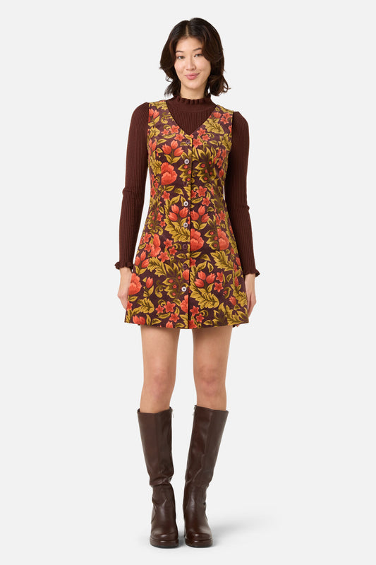 Princess Highway - Azura Velvet Pinafore Dress - rust