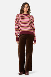 Princess Highway - Rory Wool Blend Stripe Jumper - plum-multi