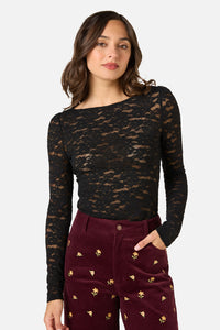 Princess Highway - Suzie Long Sleeve Lace Top - black