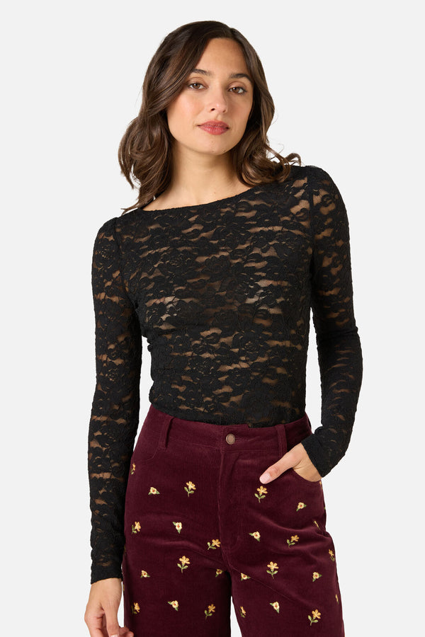 Princess Highway - Suzie Long Sleeve Lace Top - black