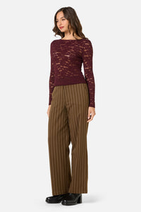 Princess Highway - Suzie Long Sleeve Lace Top - wine
